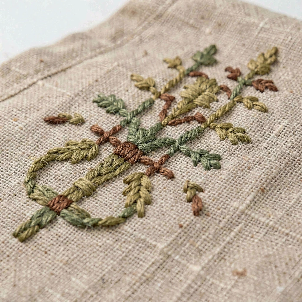 Linen embroidery detail